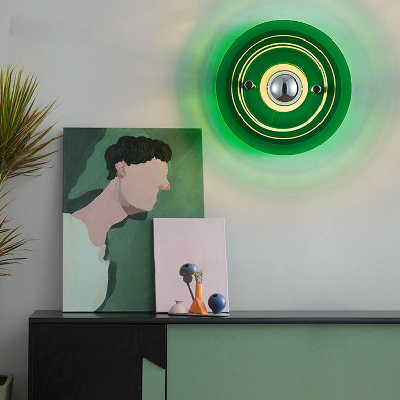 Moderne minimalistische mehrschichtige fliegende Untertasse Eisen Acryl 1-Licht Wandleuchte Lampe für Wohnzimmer 