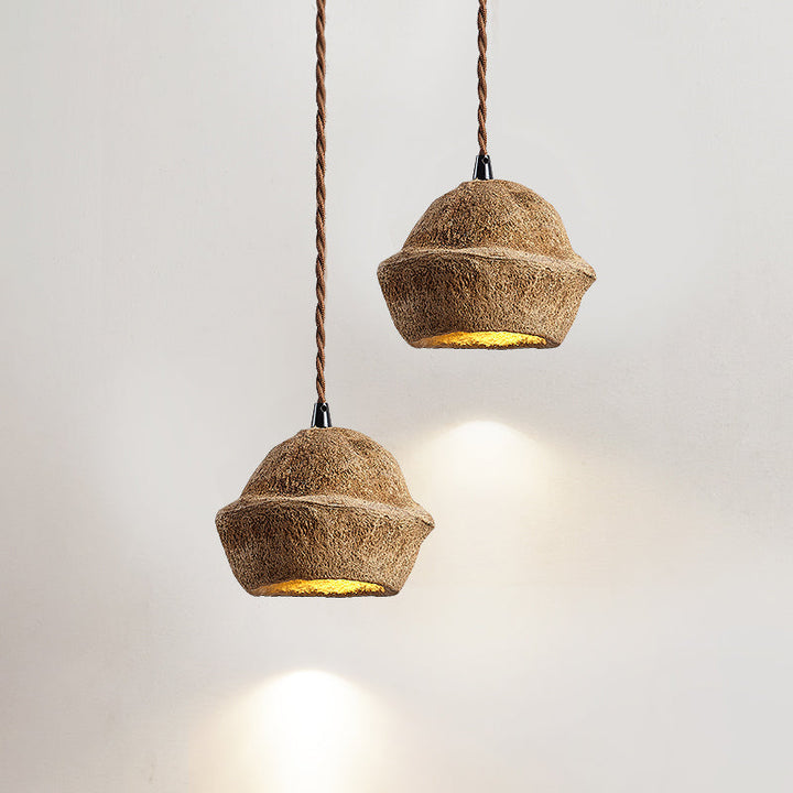 Design traditionnel japonais de coquille de fruit naturel 1-luminaire suspendu pour salle à manger 