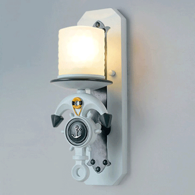 Aplique de pared de ancla de barco de hierro resina nórdica mediterránea de 1/2 luces 