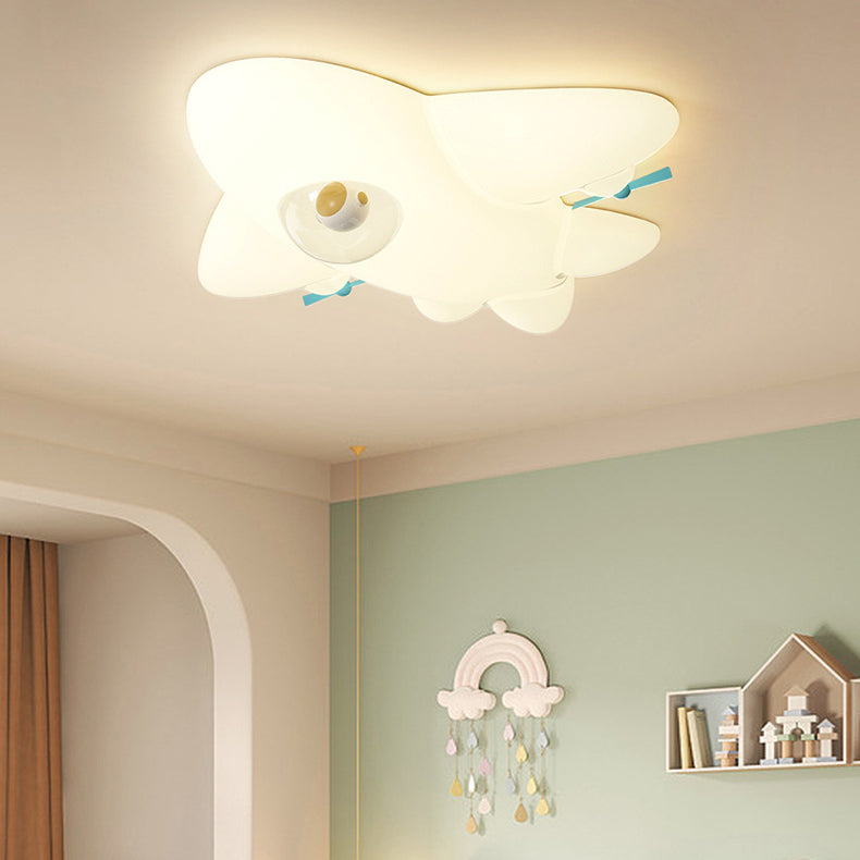 Lustre de plafond pour enfants avec avion en dessin animé créatif contemporain LED pour salon 