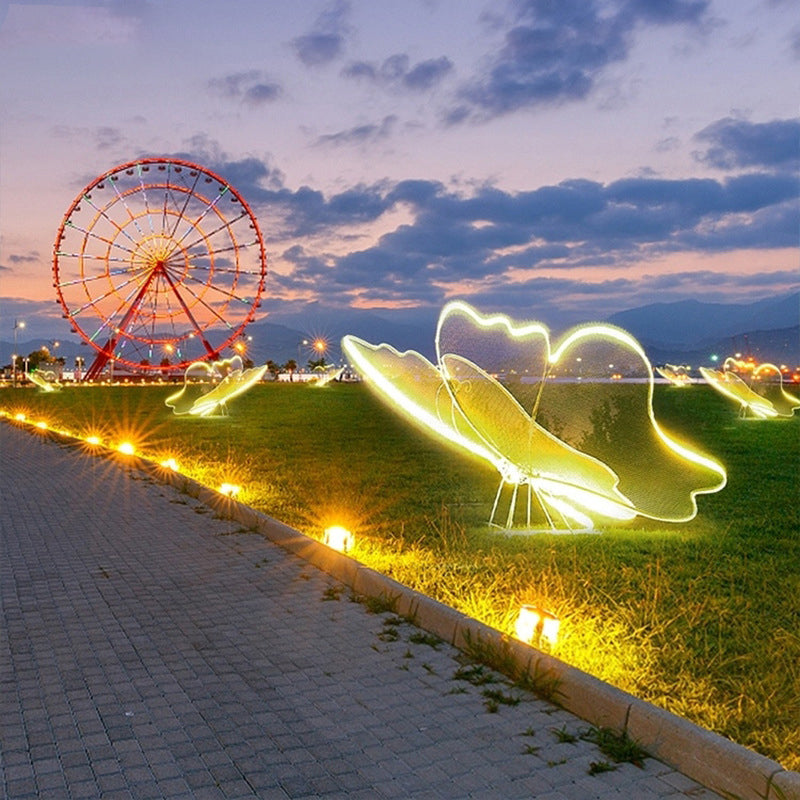 إضاءة خارجية LED على شكل فراشة من الألياف الزجاجية العازلة للماء بأسلوب آرت ديكو الحديث للحديقة 
