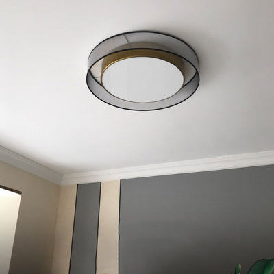Zeitgenössische nordische Eisen-Messing-Acryl-runde LED-Unterputz-Deckenleuchte für Wohnzimmer 