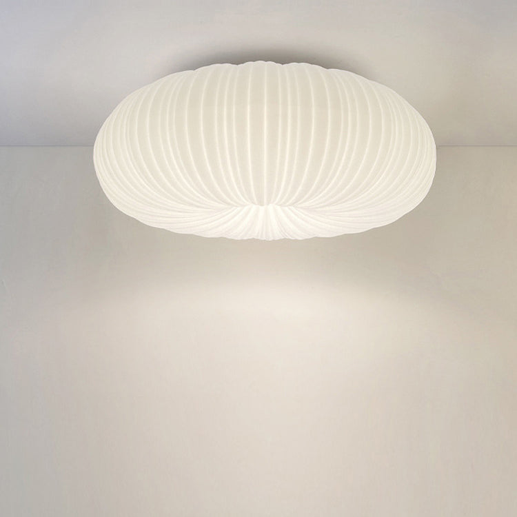 Lustre moderne minimaliste PE avec abat-jour en forme de citrouille, matériel LED, montage encastré pour salon 