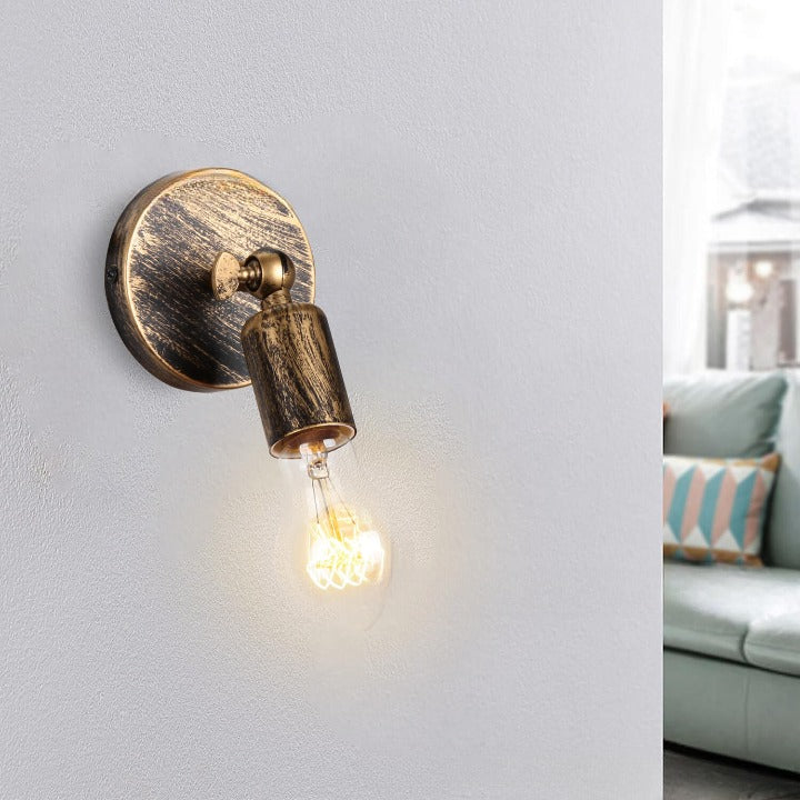 Contemporary Industrial Iron Round Exposed Bulb 1-Light Wall Sconce Lamp For Entryway