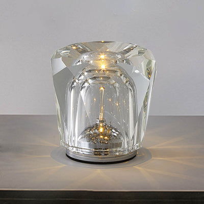 Contemporary Creative Cylinder Crystal LED Table Lamp For Bedroom