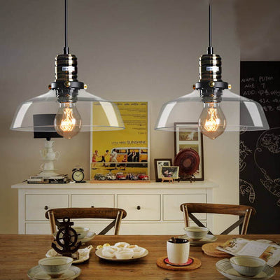 Industrial Simple Personalized Transparent Glass Bowl 1-Light Pendant Light