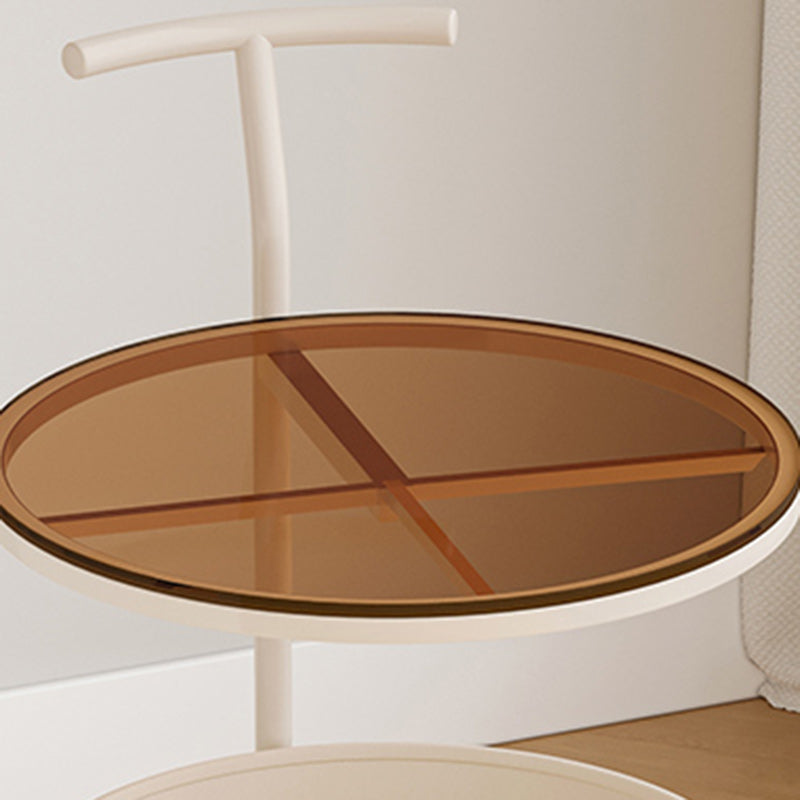 Zeitgenössischer Luxus-Rundtisch aus Edelstahl und Glas mit 2 Ebenen für das Wohnzimmer 