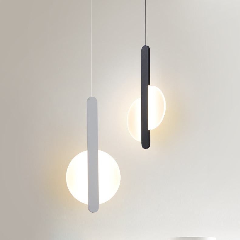 Lámpara colgante LED semicircular redonda de hierro acrílico de simplicidad moderna para mesita de noche 