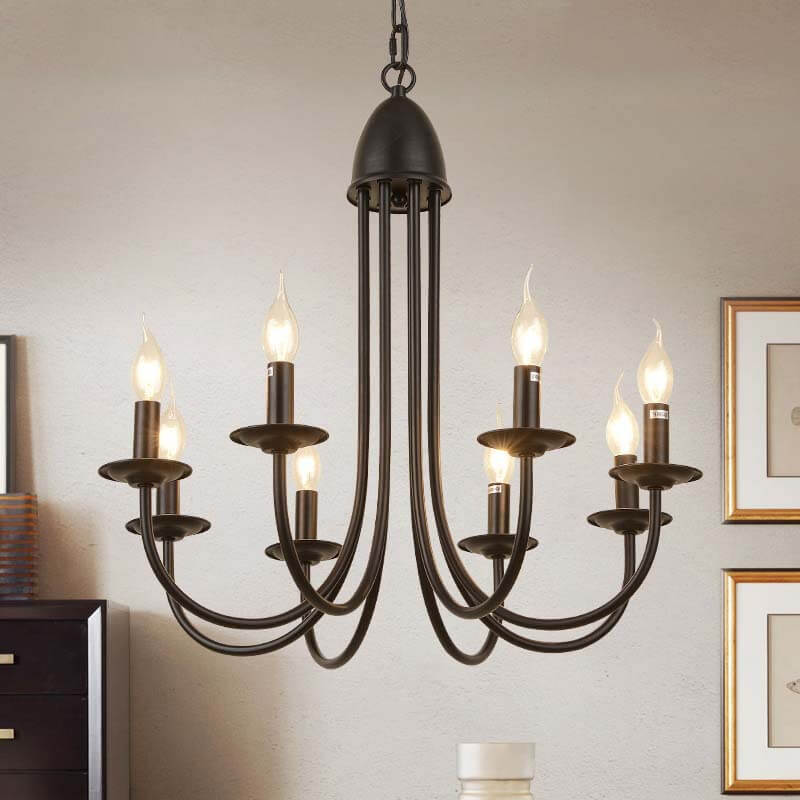 Modern Nordic Minimalist Wrought Iron Curved 6/8-Light Chandelier