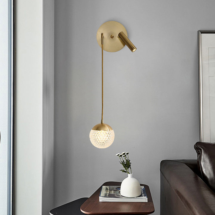 Contemporary Nordic Iron Acrylic Ball Pendant 1-Light LED Wall Sconce Lamp For Bedside