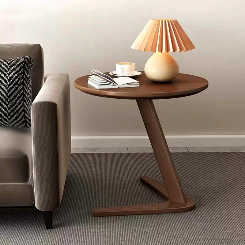 Table basse contemporaine nordique ronde triangulaire en bois d’hévéa pour salon 