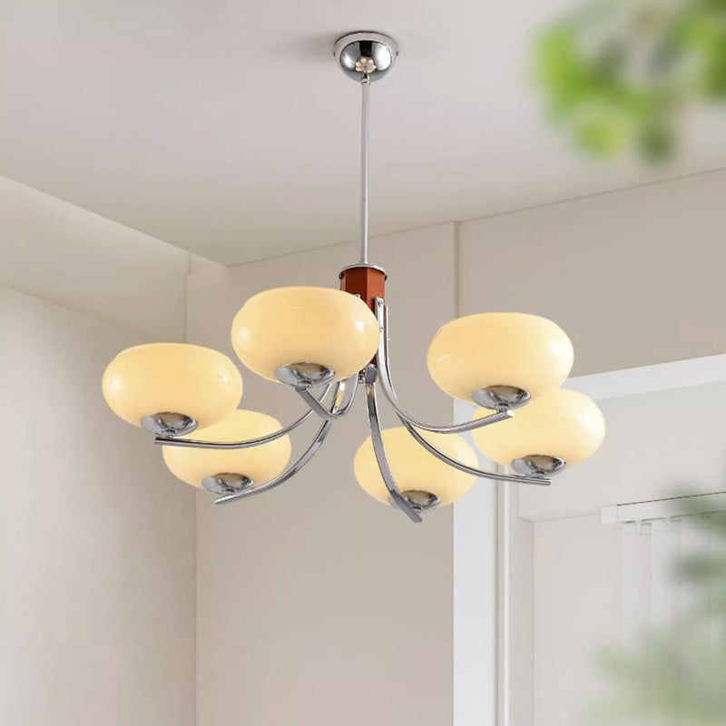 Traditional French Iron Glass Round Shape 3/6-Light Chandelier For Living Room