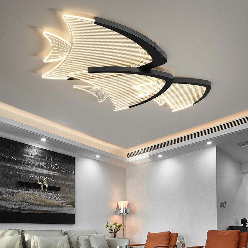 Modern Art Deco Fish Acrylic Aluminum LED Flush Mount Ceiling Light For Bedroom