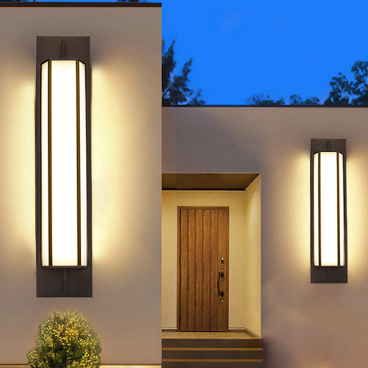 Modern Minimalist Long Square PMMA Stainless Steel LED Outdoor Wall Sconce Lamp For Garden