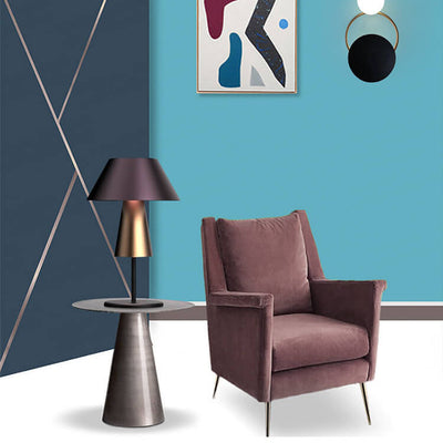 Modern Light Luxury Fabric Drum Metal Cone 1-Light Table Lamp