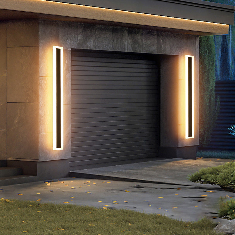 Applique murale LED en aluminium acrylique rectangulaire longue et minimaliste moderne pour jardin 