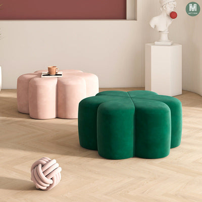 Tabouret en velours en forme de fleur de prunier nordique contemporain pour salon 
