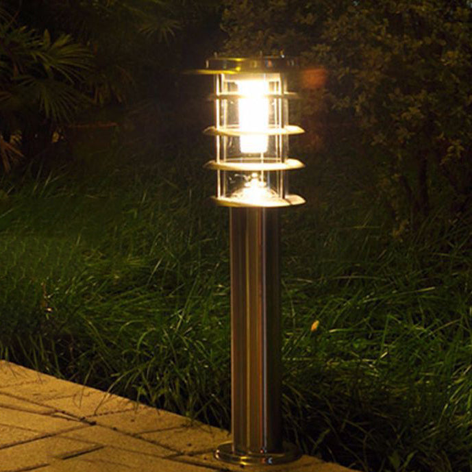 Zeitgenössisches industrielles wasserdichtes LED-Rasen-Solarlicht aus Edelstahl für die Terrasse im Freien 