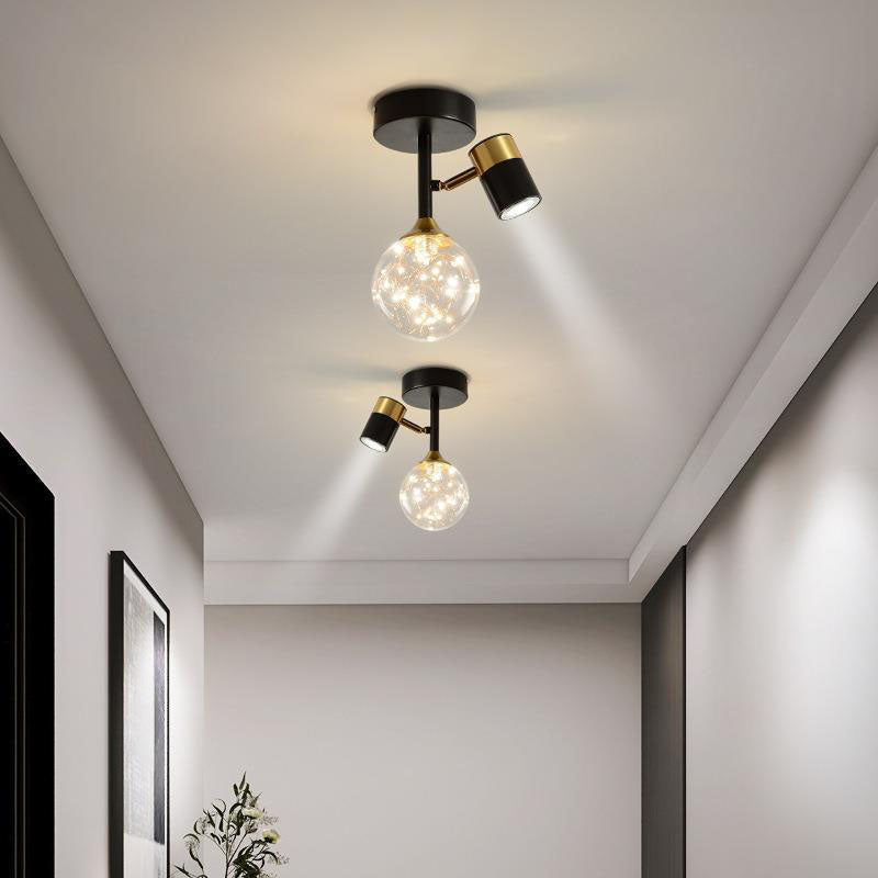 Zeitgenössische nordische Hardware Glas Zylindrische Kugel 1/2/3-Licht Semi-Flush Deckenleuchte für den Eingangsbereich 