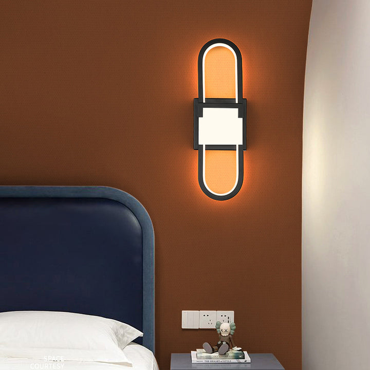 Applique Murale LED Ovale Rectangle Minimaliste Moderne en Fer et Aluminium Pour Chambre 