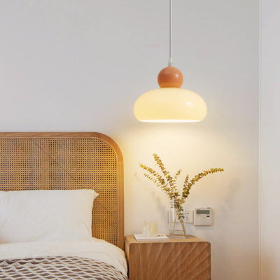 Moderne minimalistische Creme Kuppel Runde Eisen Glas 1-Licht Wandleuchte Lampe für Schlafzimmer 