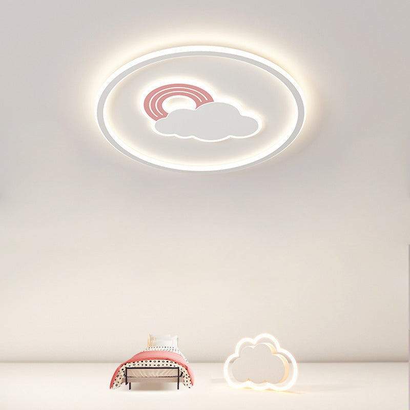Plafonnier LED en acrylique avec nuage arc-en-ciel créatif contemporain pour salon 