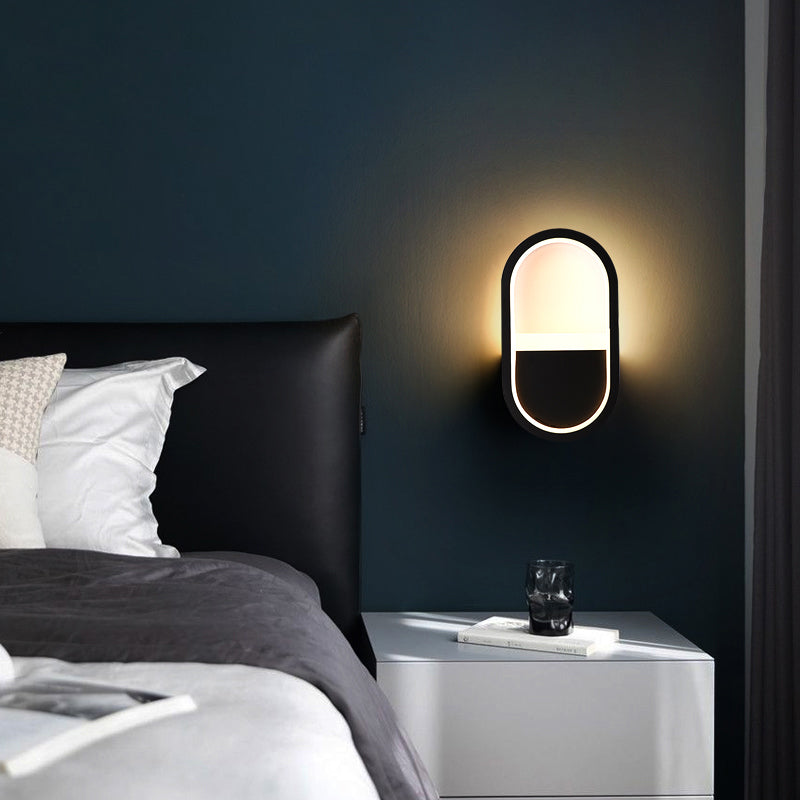 Moderne minimalistische Eisen Silikon elliptische Kreisbogen LED Wandleuchte Lampe für Schlafzimmer 