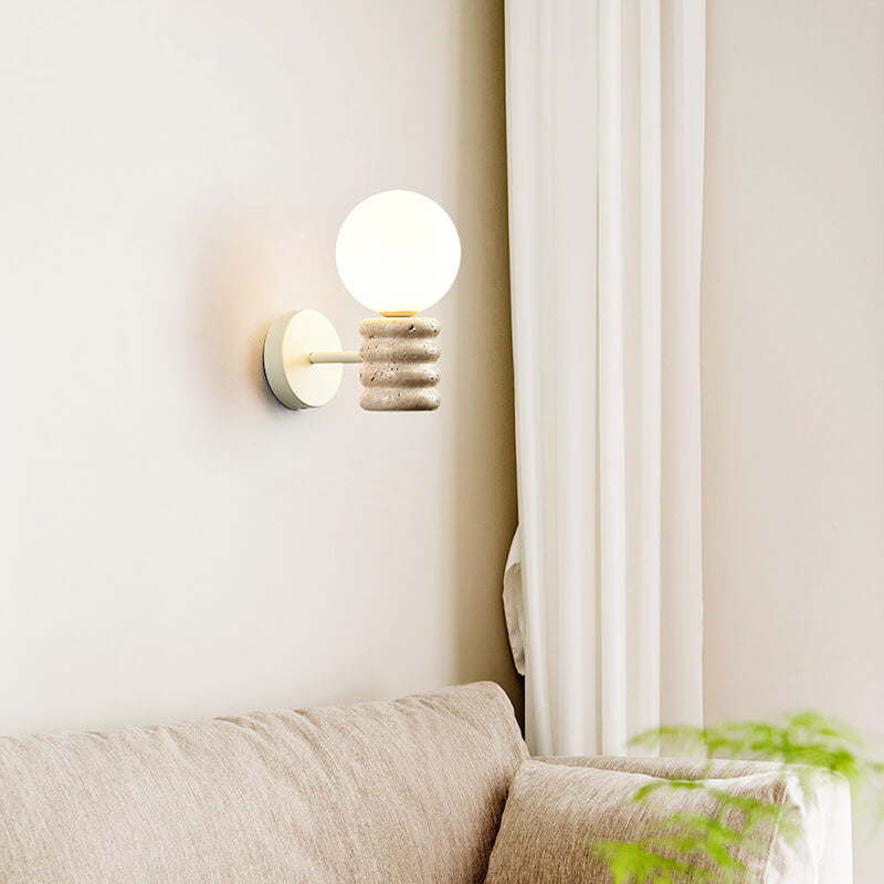 Modern Cream Style Creative Glass Sphere 1-Light Wall Sconce Lamp