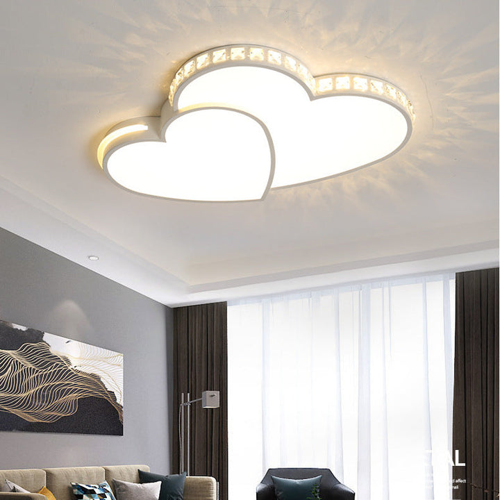 Zeitgenössische Einfachheit Kristall Rand Acryl Herz Form LED Unterputz Deckenleuchte für Schlafzimmer 