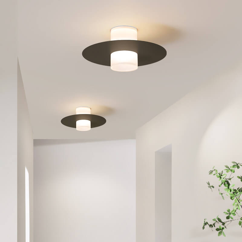 Modern Minimalist Cylindrical Disc Iron Acrylic LED Semi-Flush Mount Ceiling Light