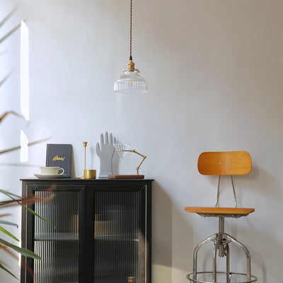 Contemporary Nordic Brass Glass Round Shape 1-Light Pendant Light For Living Room