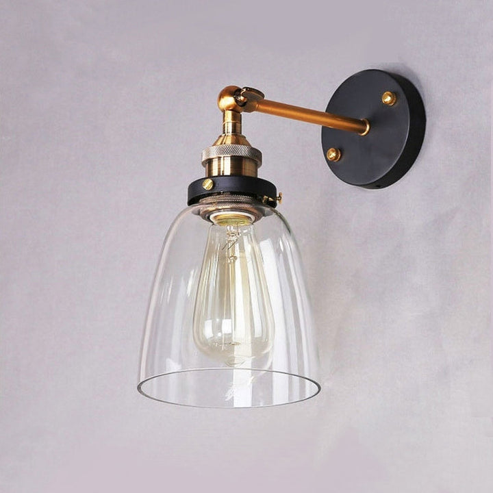 Zeitgenössische industrielle runde Tasse Eisenglas 1-Licht Wandleuchte Lampe für Wohnzimmer 