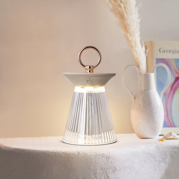 Lámpara de Mesa LED Portátil de Hierro Acrílico Semi-Cónica de Simplicidad Contemporánea Luz Nocturna para Dormitorio 