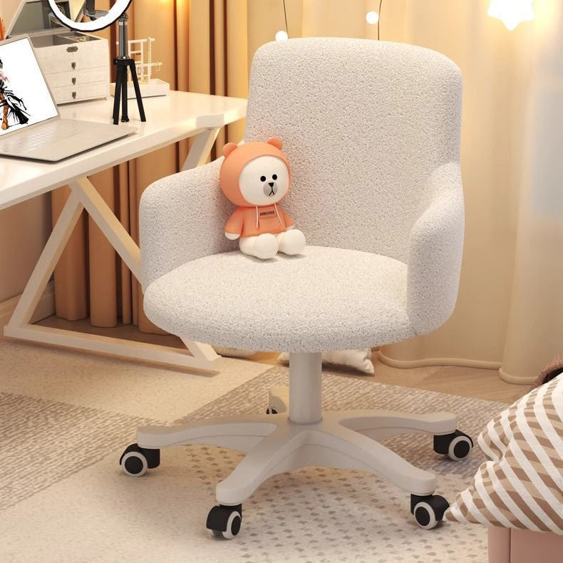 Modern Minimalist Fabric Velvet Nylon Sponge Round Rotatable Desk Chair Backrest Armrest For Home Office