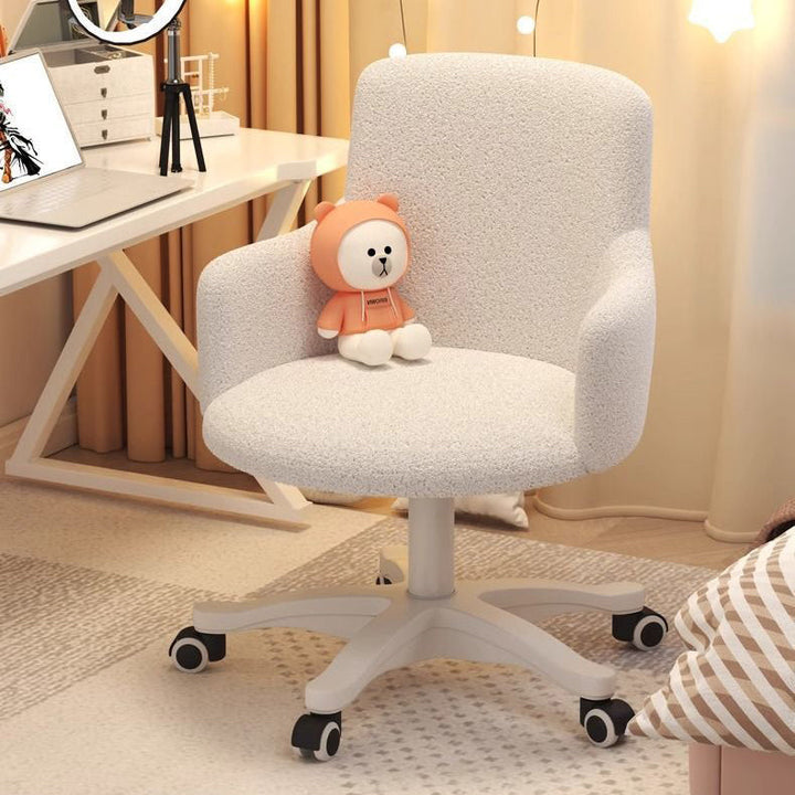 Modern Minimalist Fabric Velvet Nylon Sponge Round Rotatable Desk Chair Backrest Armrest For Home Office