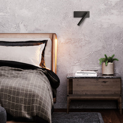 Lámpara Aplique de Pared LED de Cilindro de Ángulo Ajustable Rectangular Minimalista Moderna de Aluminio para Dormitorio 