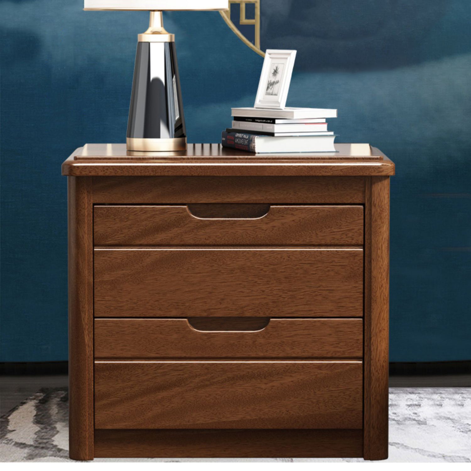 Traditional Vintage Rectangular Wood Nightstand 2-Drawer For Bedroom ...