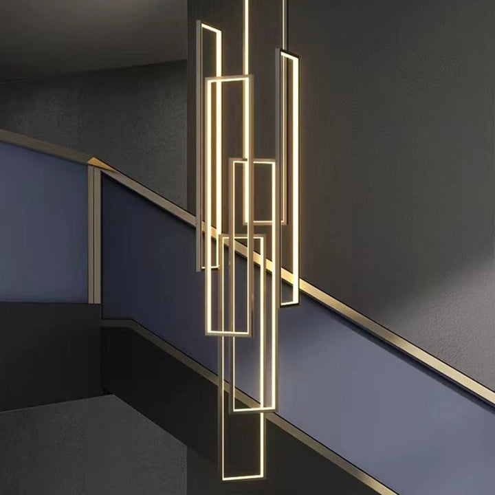 Plafonnier LED moderne minimaliste en fer, aluminium et silice rectangulaire pour escalier 