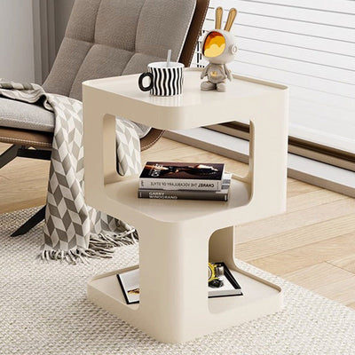 Moderner minimalistischer quadratischer Metall-Beistelltisch mit zwei Ebenen für das Wohnzimmer 