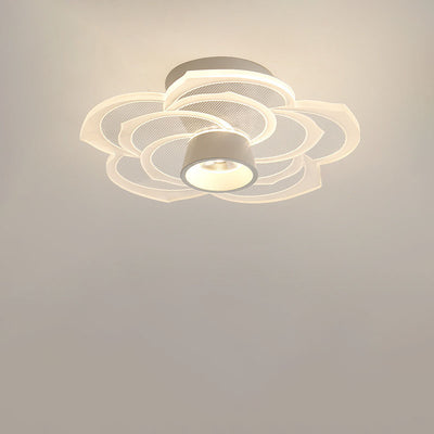 Modern Minimalist Round Rose Flower Iron Acrylic LED Flush Mount Ceiling Light For Living Room