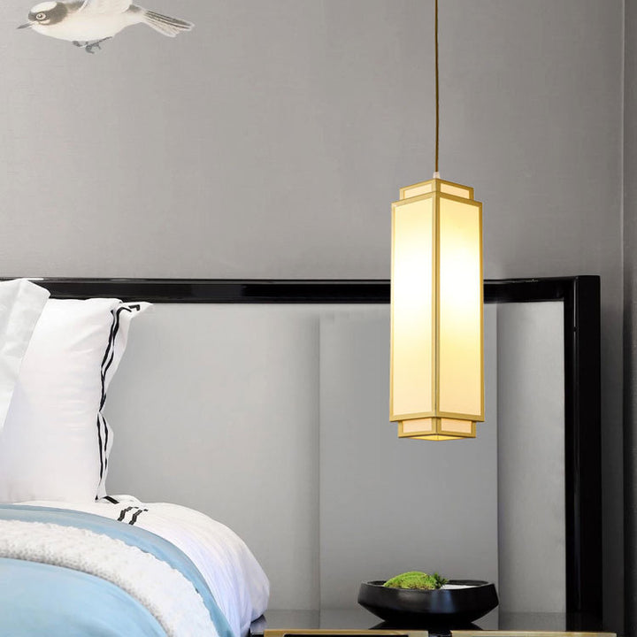 Traditionelle chinesische rechteckige Pendelleuchte aus Eisengewebe mit 1 Licht für Wohnzimmer 