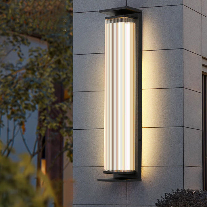 Moderne minimalistische wasserdichte rechteckige Edelstahl-Acryl-LED-Wandleuchte für die Terrasse im Freien