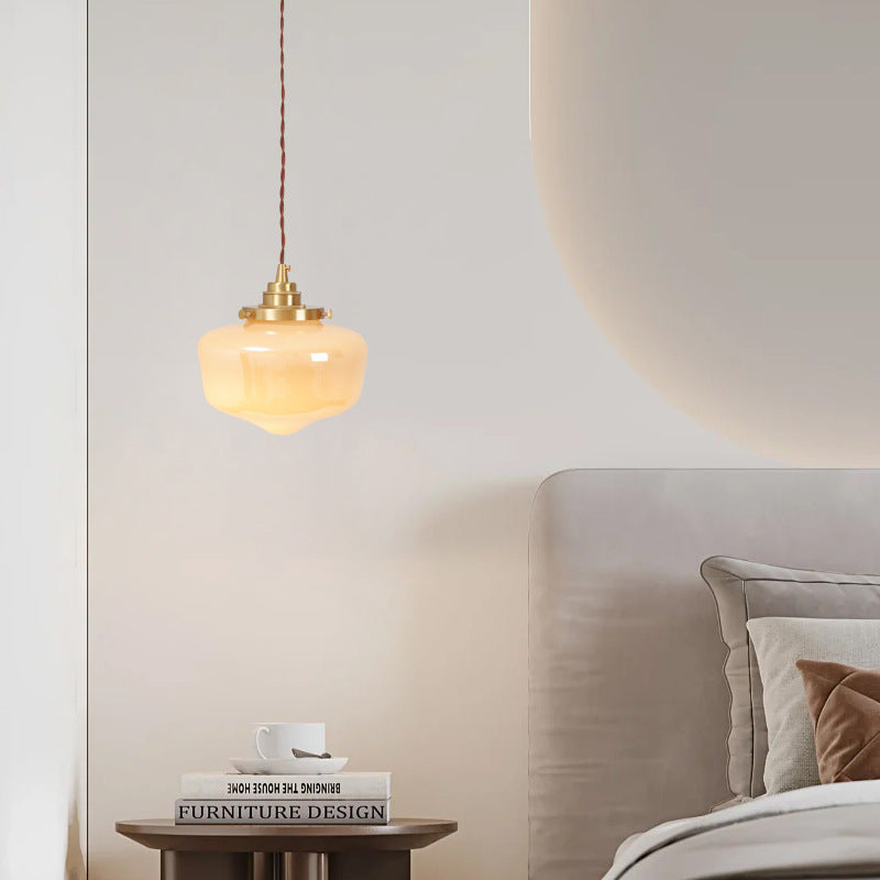Lustre suspendu en laiton et verre nordique contemporain à 1 lumière pour salon 