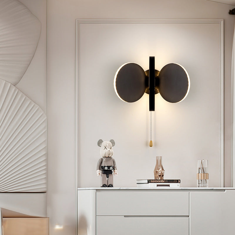 Moderne minimalistische runde Aluminium-Eisen-Silikon-LED-Wandleuchterlampe für Schlafzimmer 