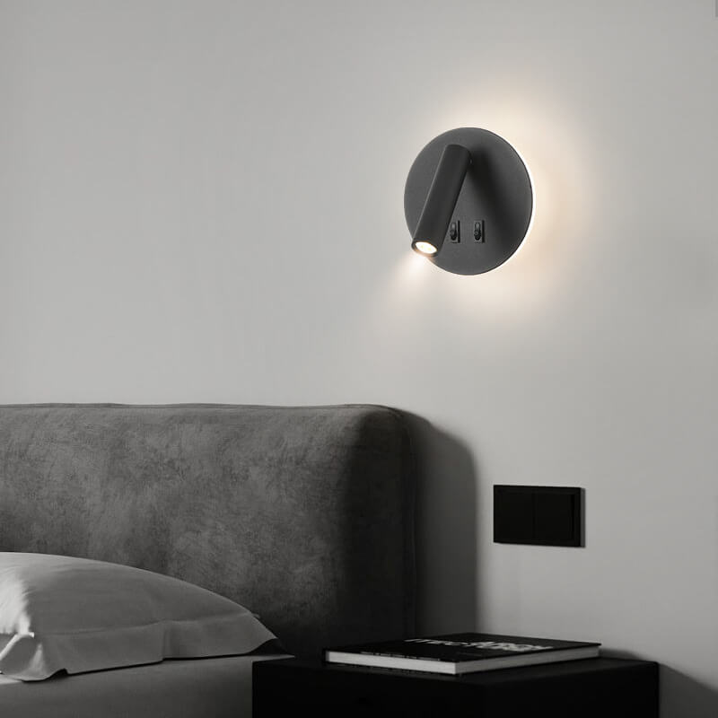 مصباح حائط LED دائري من الألومنيوم والحديد بتصميم بسيط وحديث لغرفة النوم 