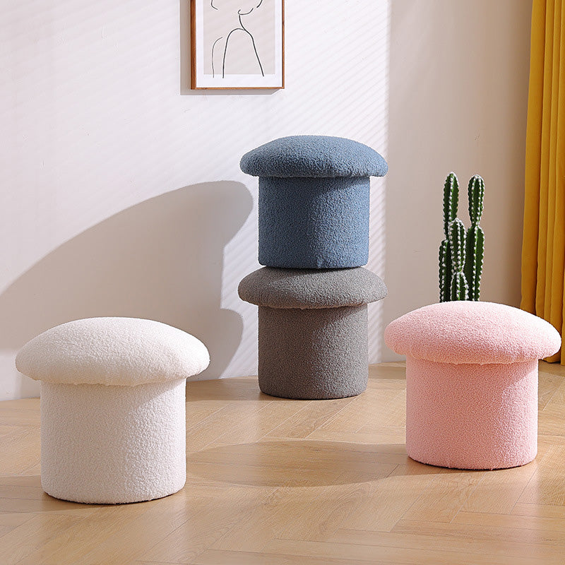 Pouf repose-pieds en velours de forme champignon pour salon, simplicité contemporaine 