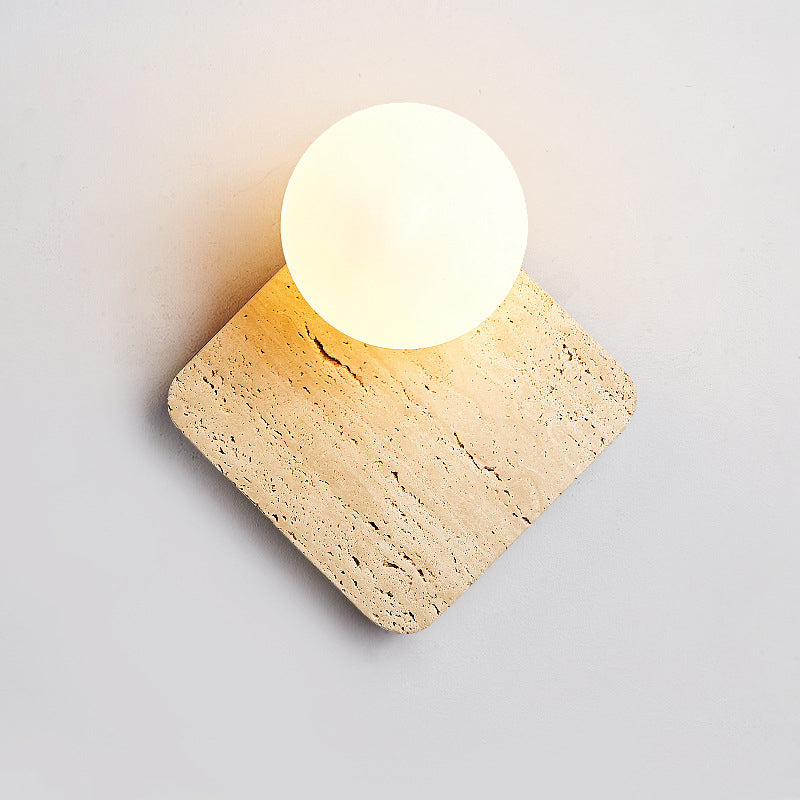 Applique murale moderne minimaliste en pierre carrée avec verre et 1 lumière pour chambre 