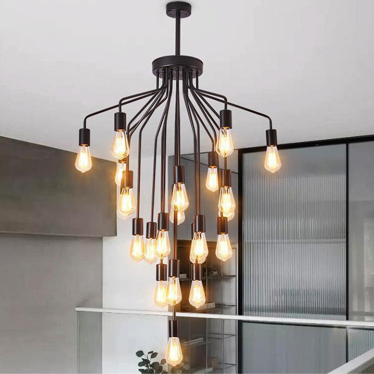Traditioneller Vintage-Kronleuchter mit Eisenzweig und Glasschirm, 16/22 Lichter, für Wohnzimmer 