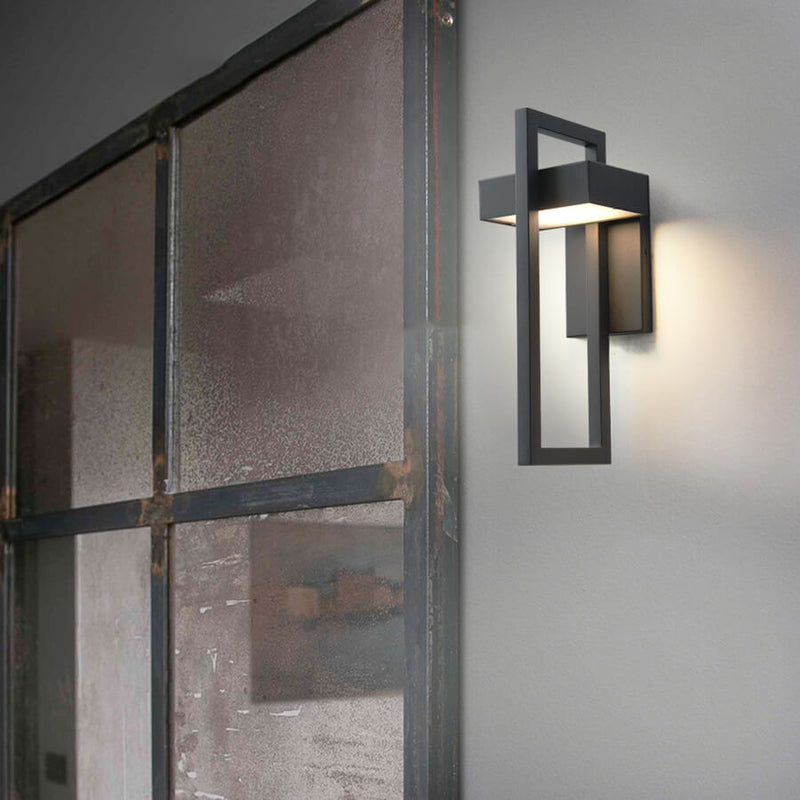 Lámpara de Aplique de Pared Impermeable LED de Acero Inoxidable con Marco Geométrico Minimalista Moderno para Patio Exterior 