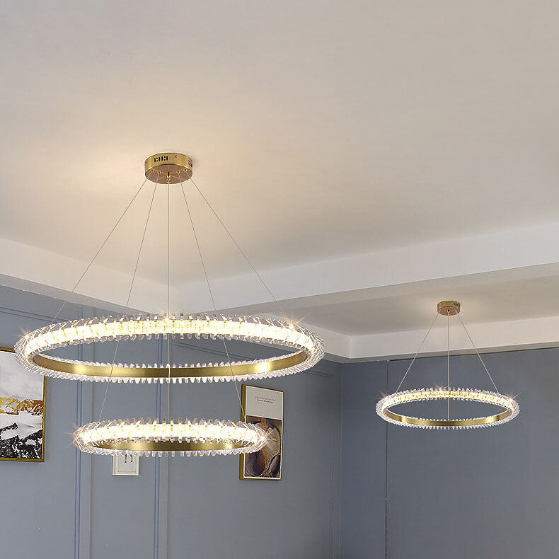 Contemporary Luxury Aluminum Acrylic Circle Ring LED Chandelier For Living Room